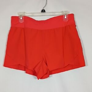 NEW Layer 8 Womens Poppy Red Let's Go Woven Run Short Size Large With Briefs